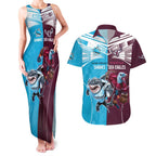 Custom Sea Eagles And Sharks Rugby Couples Matching Tank Maxi Dress and Hawaiian Shirt Sporty Style