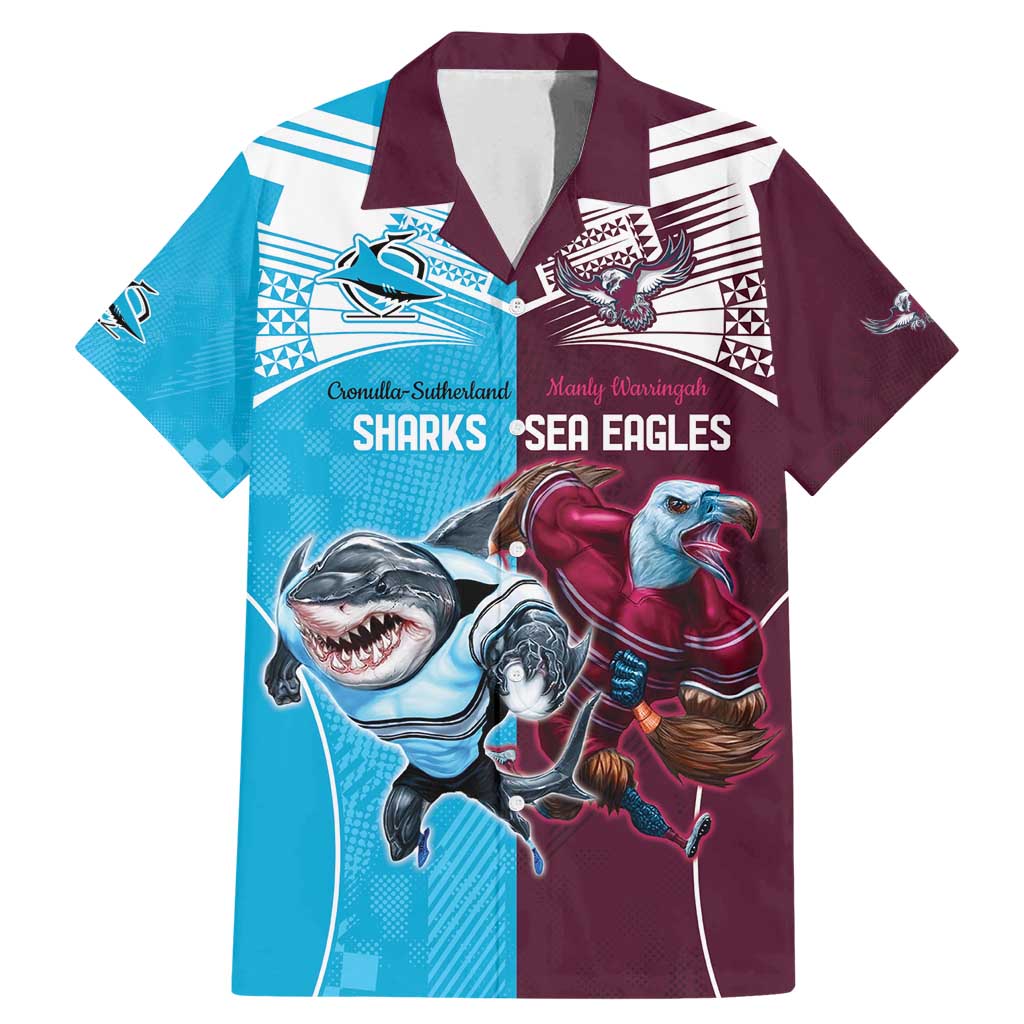 Custom Sea Eagles And Sharks Rugby Family Matching Mermaid Dress and Hawaiian Shirt Sporty Style