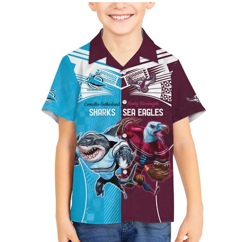 Custom Sea Eagles And Sharks Rugby Family Matching Mermaid Dress and Hawaiian Shirt Sporty Style