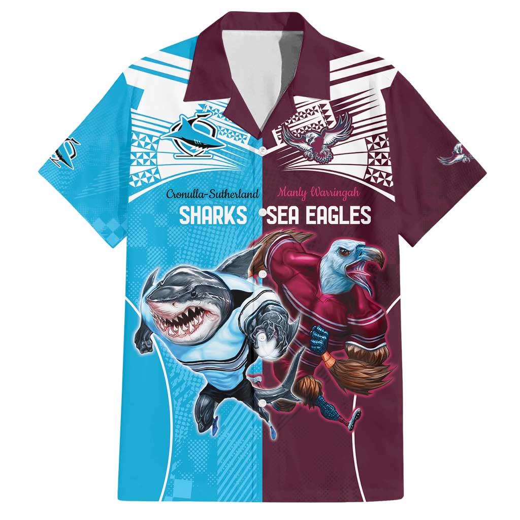Custom Sea Eagles And Sharks Rugby Family Matching Off Shoulder Maxi Dress and Hawaiian Shirt Sporty Style