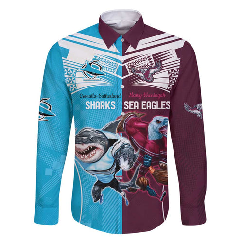 Custom Sea Eagles And Sharks Rugby Family Matching Off Shoulder Maxi Dress and Hawaiian Shirt Sporty Style