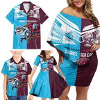 Custom Sea Eagles And Sharks Rugby Family Matching Off Shoulder Short Dress and Hawaiian Shirt Sporty Style