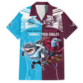 Custom Sea Eagles And Sharks Rugby Family Matching Off Shoulder Short Dress and Hawaiian Shirt Sporty Style