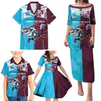 Custom Sea Eagles And Sharks Rugby Family Matching Puletasi and Hawaiian Shirt Sporty Style