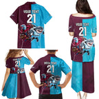 Custom Sea Eagles And Sharks Rugby Family Matching Puletasi and Hawaiian Shirt Sporty Style