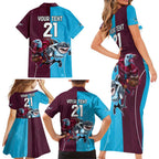 Custom Sea Eagles And Sharks Rugby Family Matching Short Sleeve Bodycon Dress and Hawaiian Shirt Sporty Style