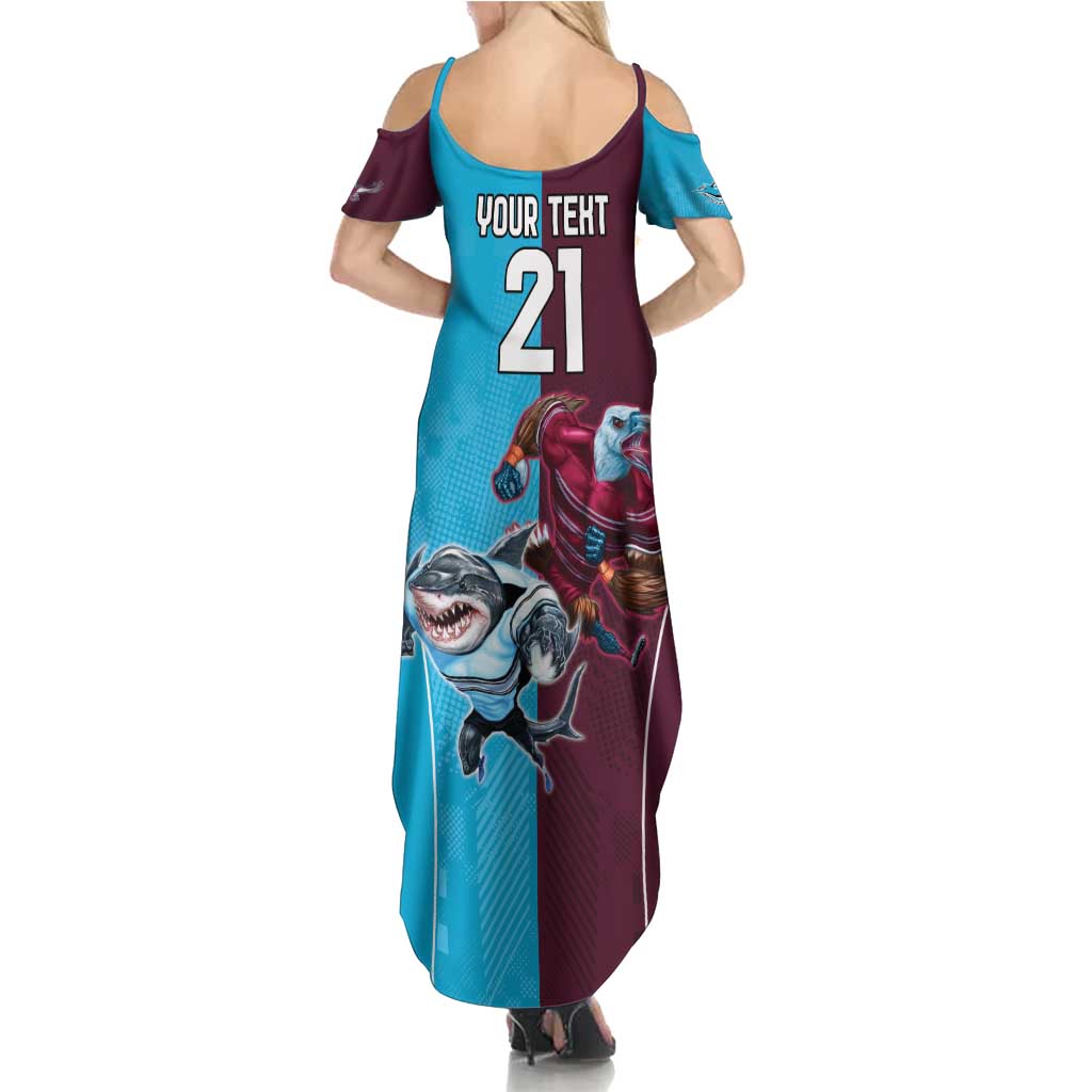 Custom Sea Eagles And Sharks Rugby Family Matching Summer Maxi Dress and Hawaiian Shirt Sporty Style