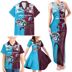 Custom Sea Eagles And Sharks Rugby Family Matching Tank Maxi Dress and Hawaiian Shirt Sporty Style