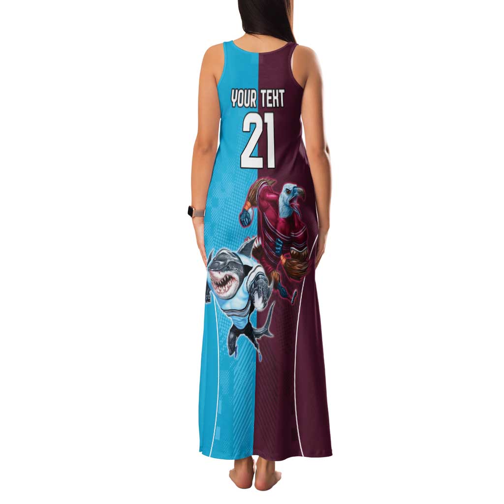 Custom Sea Eagles And Sharks Rugby Family Matching Tank Maxi Dress and Hawaiian Shirt Sporty Style