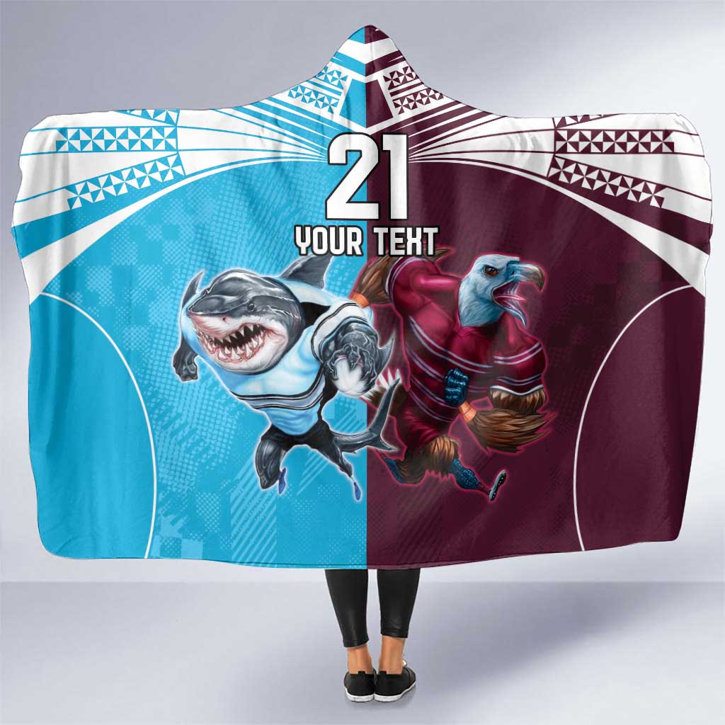 Custom Sea Eagles And Sharks Rugby Hooded Blanket Sporty Style