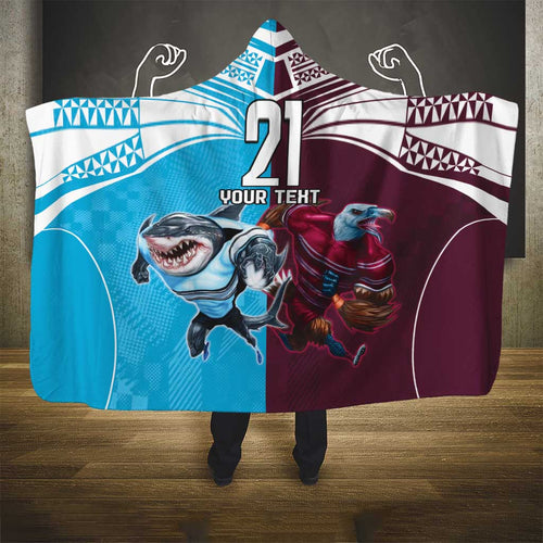 Custom Sea Eagles And Sharks Rugby Hooded Blanket Sporty Style