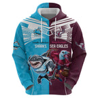 Custom Sea Eagles And Sharks Rugby Hoodie Sporty Style