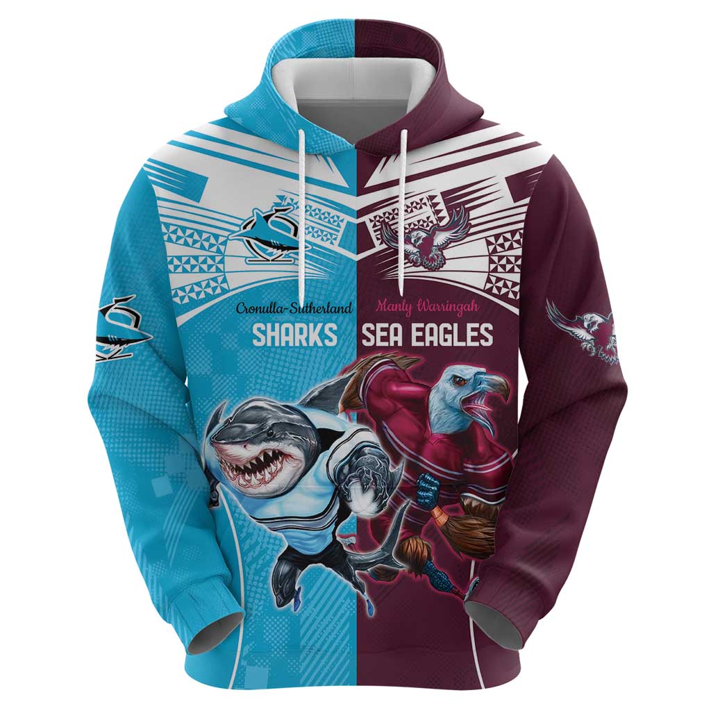 Custom Sea Eagles And Sharks Rugby Hoodie Sporty Style