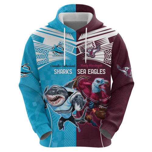 Custom Sea Eagles And Sharks Rugby Hoodie Sporty Style