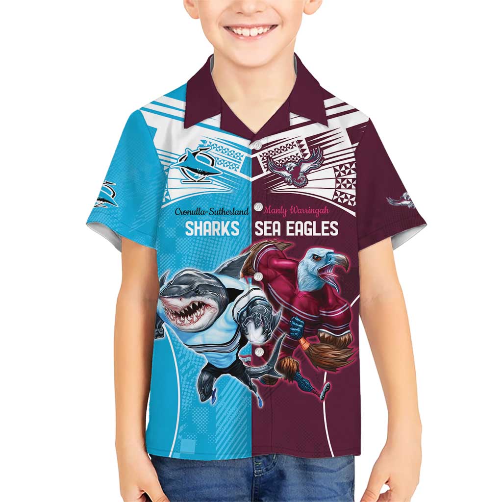 Custom Sea Eagles And Sharks Rugby Kid Hawaiian Shirt Sporty Style