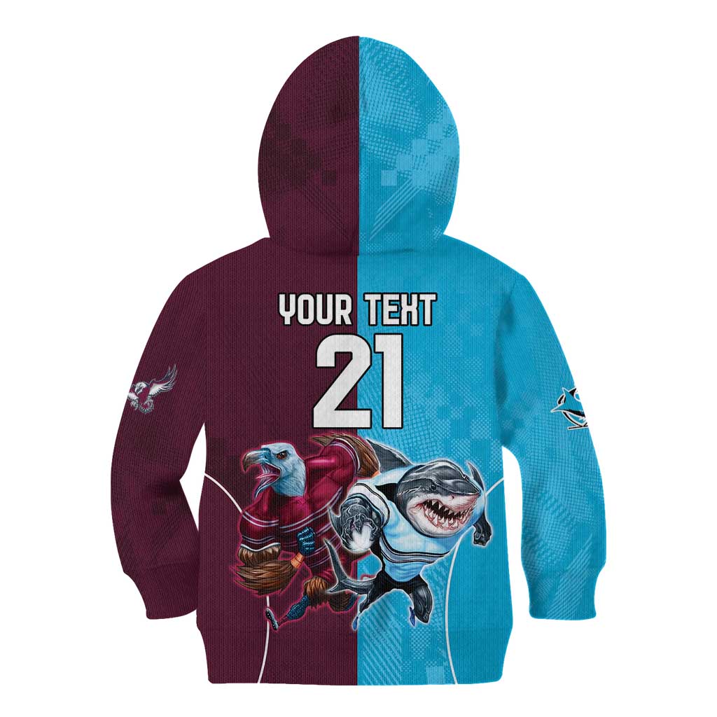Custom Sea Eagles And Sharks Rugby Kid Hoodie Sporty Style LT9