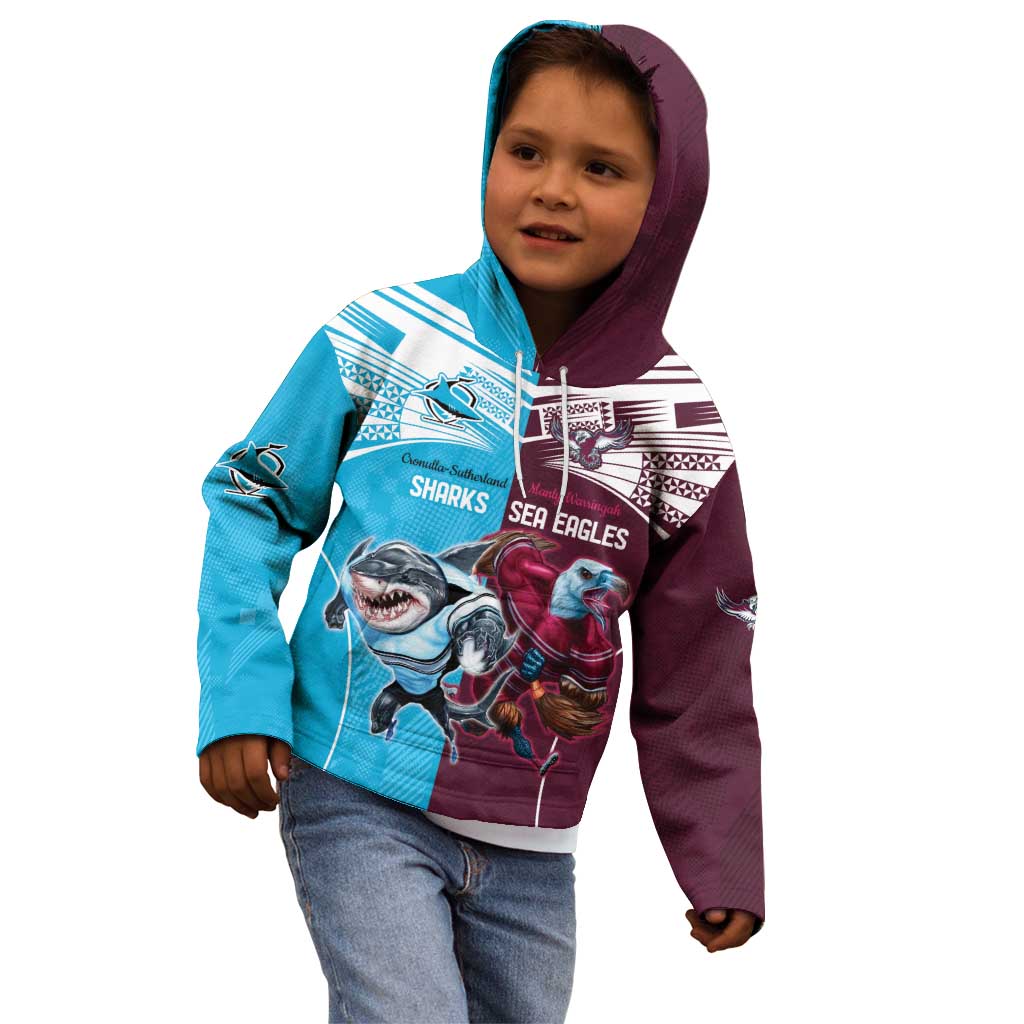Custom Sea Eagles And Sharks Rugby Kid Hoodie Sporty Style LT9