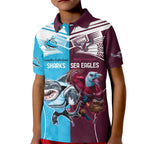 Custom Sea Eagles And Sharks Rugby Kid Polo Shirt Sporty Style