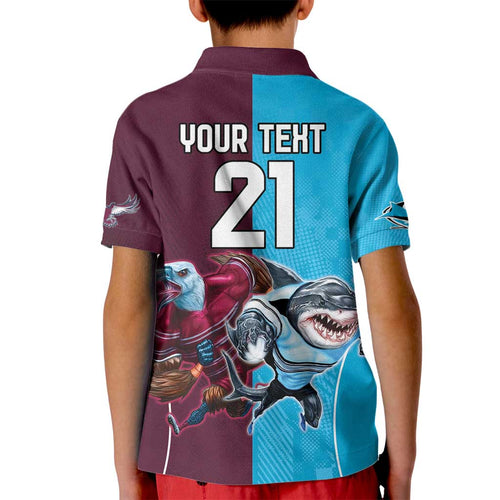 Custom Sea Eagles And Sharks Rugby Kid Polo Shirt Sporty Style