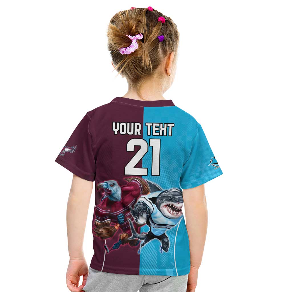 Custom Sea Eagles And Sharks Rugby Kid T Shirt Sporty Style
