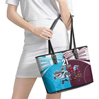 Custom Sea Eagles And Sharks Rugby Leather Tote Bag Sporty Style
