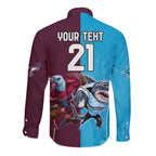 Custom Sea Eagles And Sharks Rugby Long Sleeve Button Shirt Sporty Style