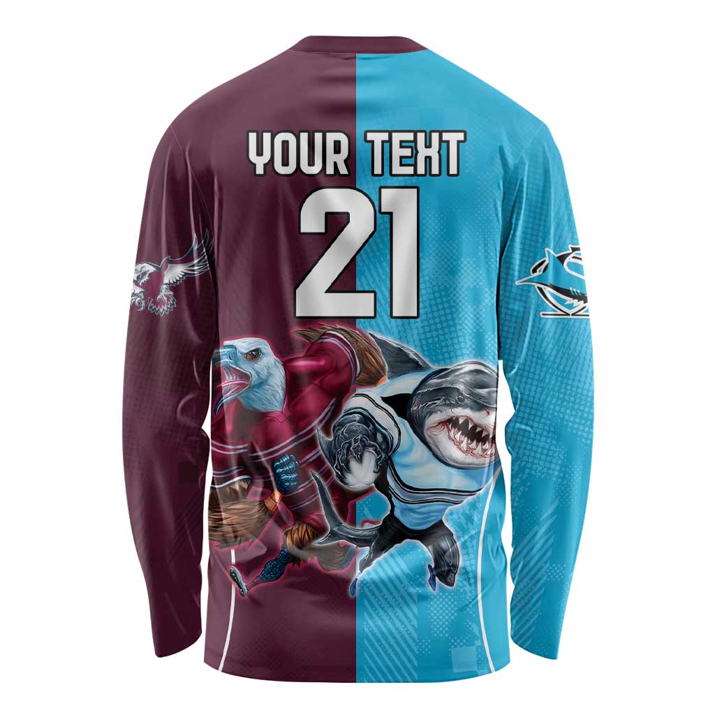 Custom Sea Eagles And Sharks Rugby Long Sleeve Shirt Sporty Style