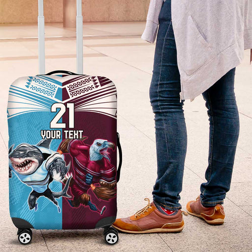 Custom Sea Eagles And Sharks Rugby Luggage Cover Sporty Style