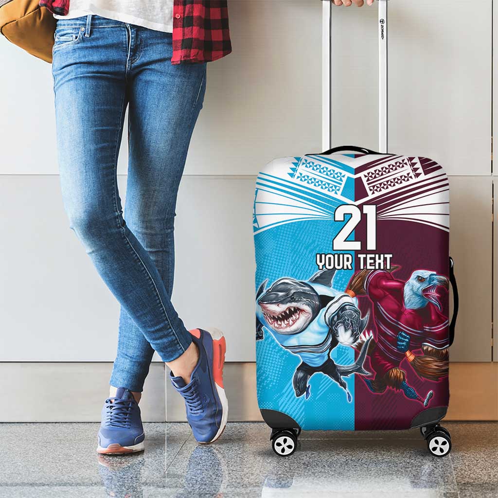 Custom Sea Eagles And Sharks Rugby Luggage Cover Sporty Style