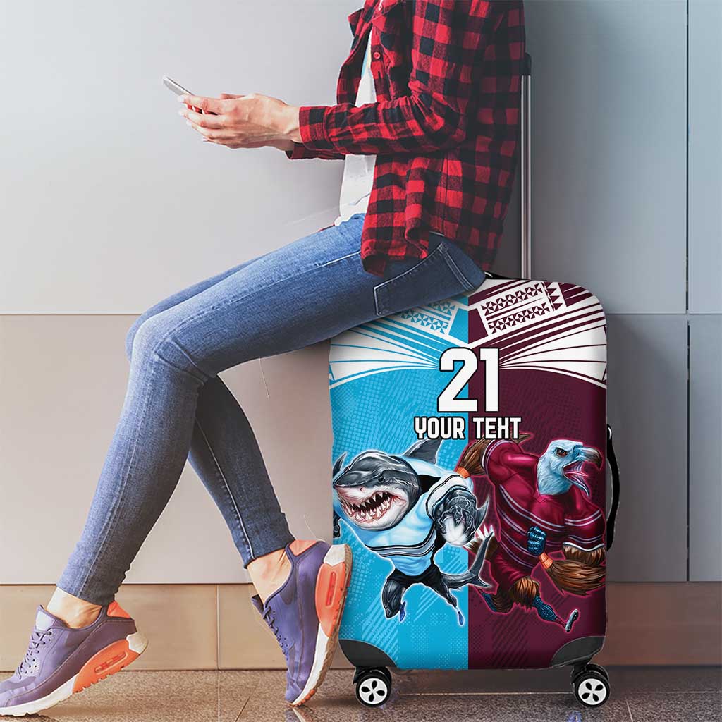 Custom Sea Eagles And Sharks Rugby Luggage Cover Sporty Style