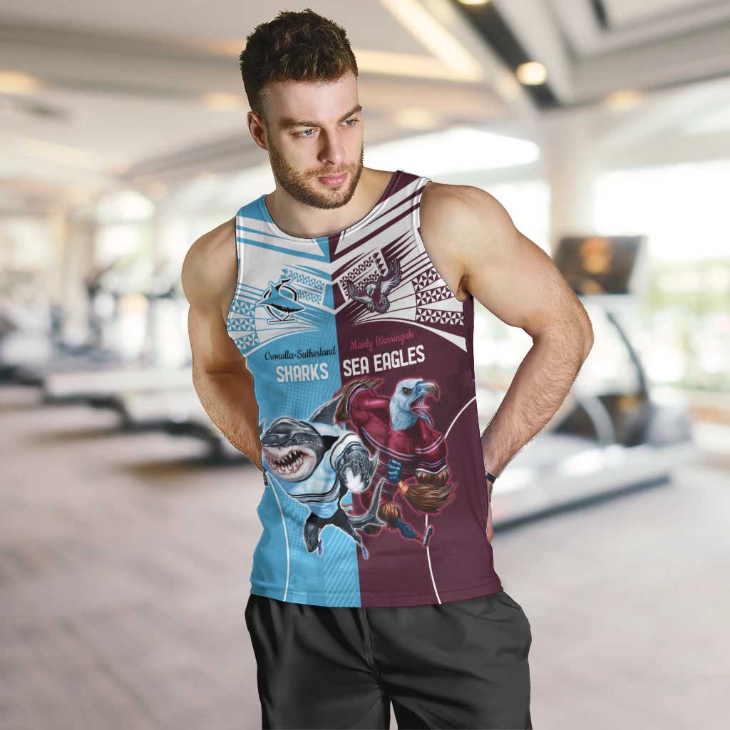 Custom Sea Eagles And Sharks Rugby Men Tank Top Sporty Style