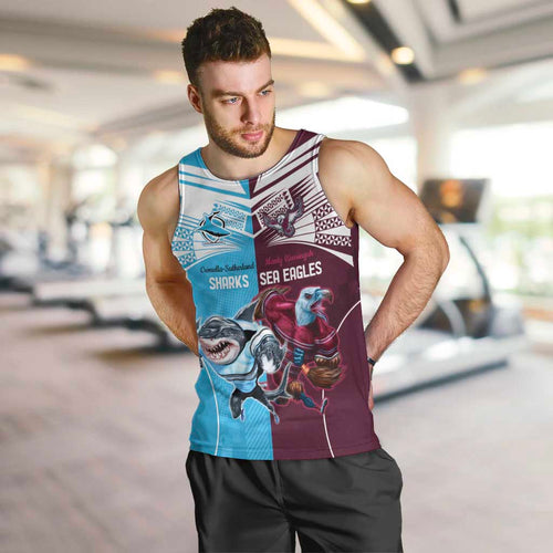Custom Sea Eagles And Sharks Rugby Men Tank Top Sporty Style