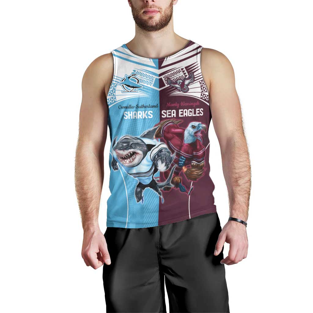 Custom Sea Eagles And Sharks Rugby Men Tank Top Sporty Style