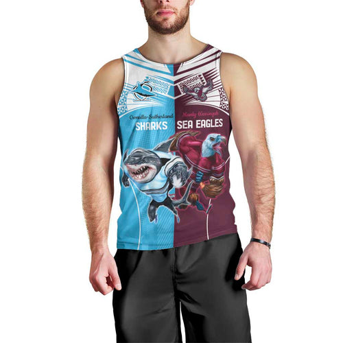 Custom Sea Eagles And Sharks Rugby Men Tank Top Sporty Style