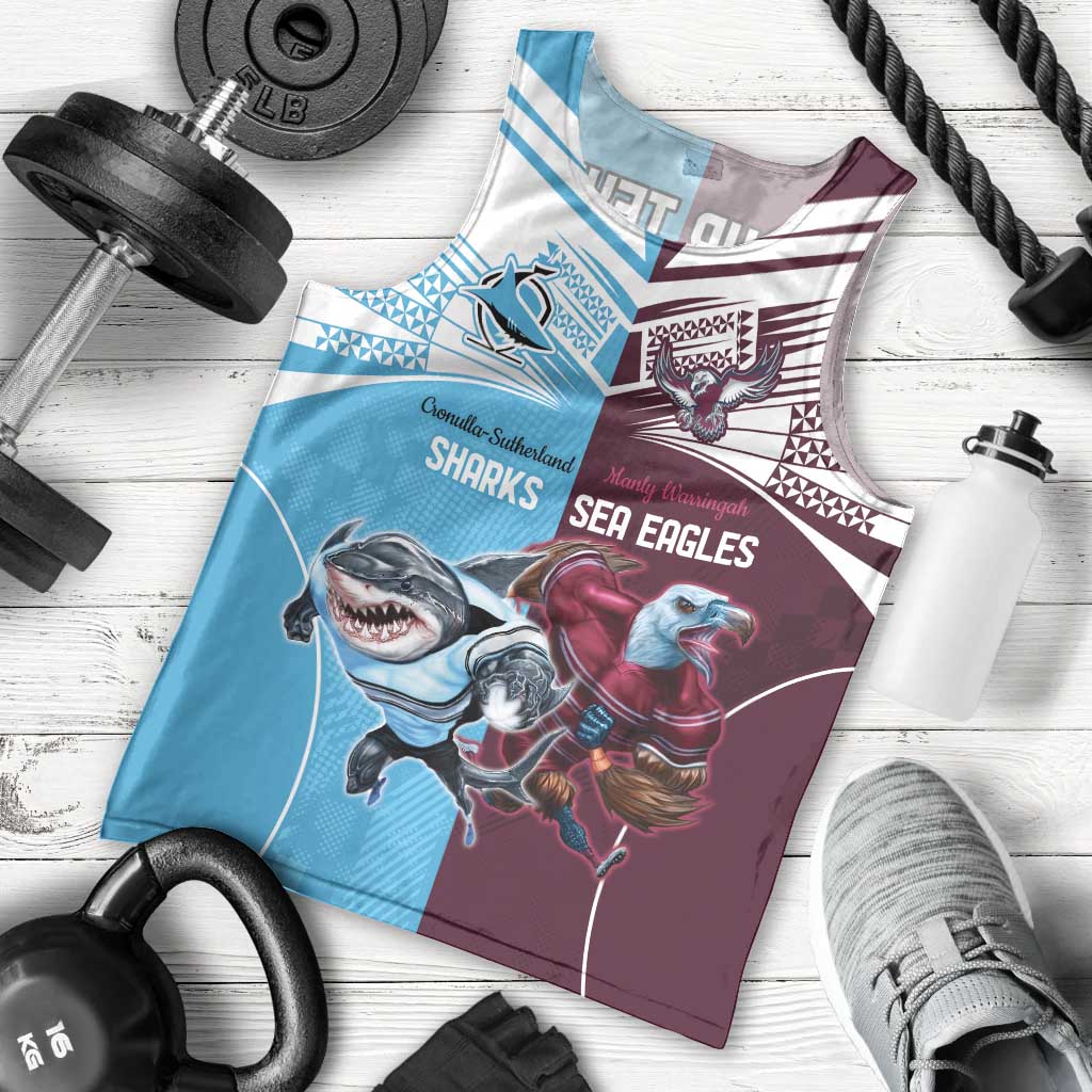 Custom Sea Eagles And Sharks Rugby Men Tank Top Sporty Style