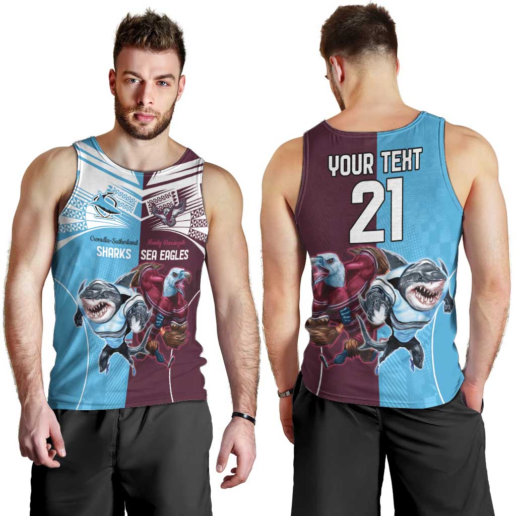 Custom Sea Eagles And Sharks Rugby Men Tank Top Sporty Style