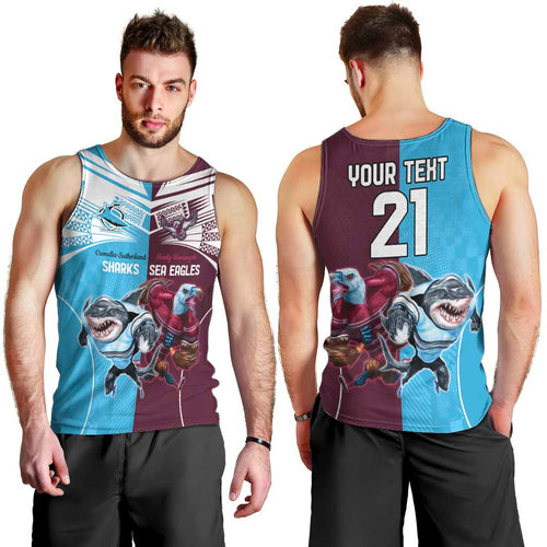 Custom Sea Eagles And Sharks Rugby Men Tank Top Sporty Style
