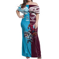 Custom Sea Eagles And Sharks Rugby Off Shoulder Maxi Dress Sporty Style