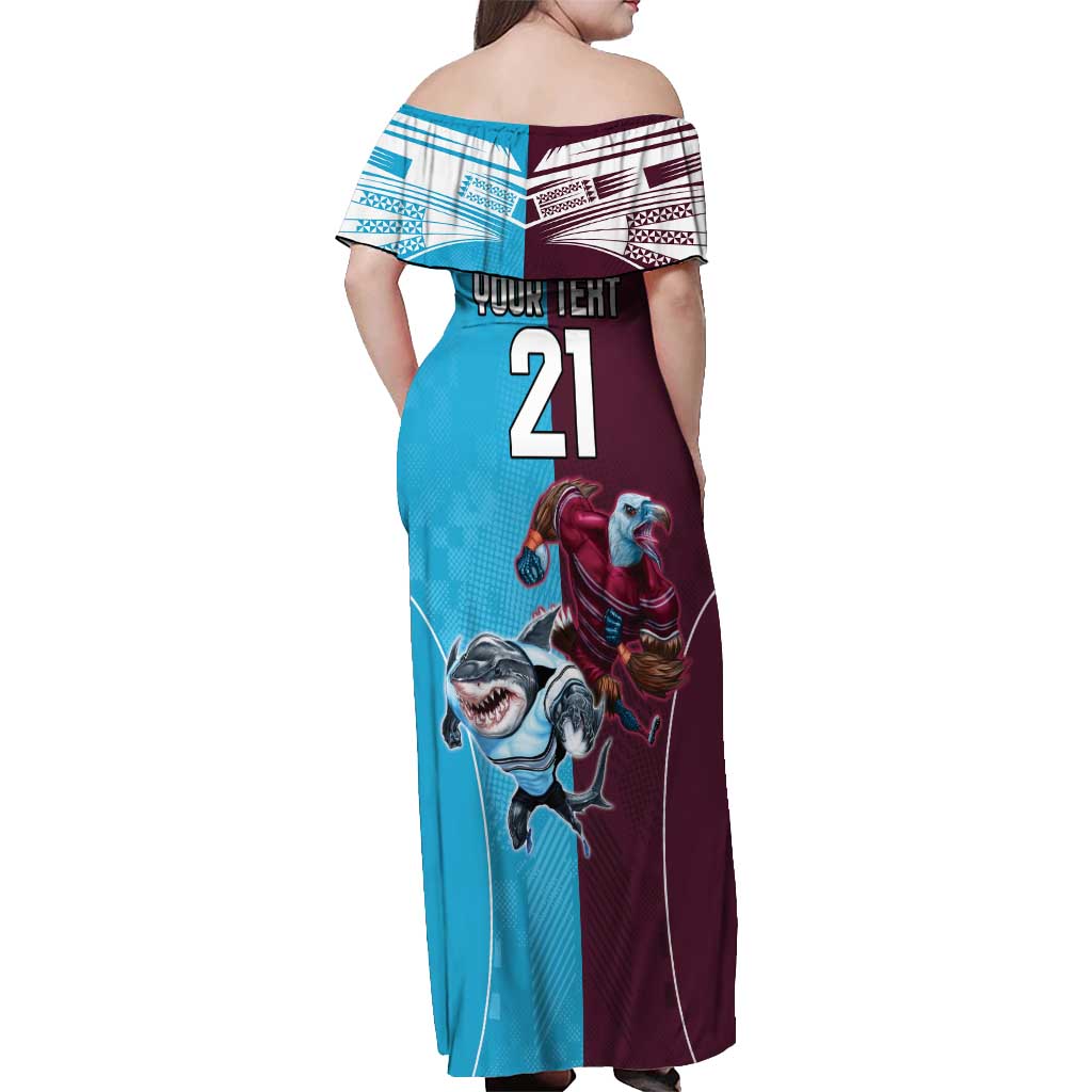 Custom Sea Eagles And Sharks Rugby Off Shoulder Maxi Dress Sporty Style