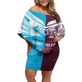 Custom Sea Eagles And Sharks Rugby Off Shoulder Short Dress Sporty Style