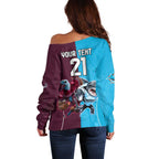Custom Sea Eagles And Sharks Rugby Off Shoulder Sweater Sporty Style