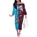 Custom Sea Eagles And Sharks Rugby Off The Shoulder Long Sleeve Dress Sporty Style