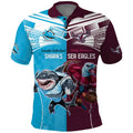Custom Sea Eagles And Sharks Rugby Polo Shirt Sporty Style