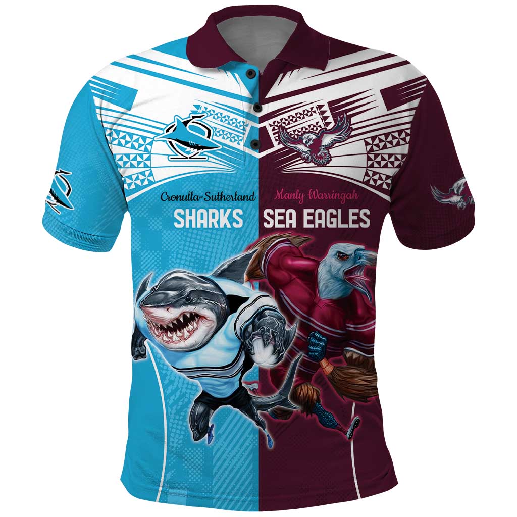 Custom Sea Eagles And Sharks Rugby Polo Shirt Sporty Style