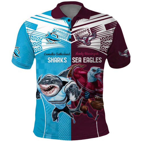 Custom Sea Eagles And Sharks Rugby Polo Shirt Sporty Style