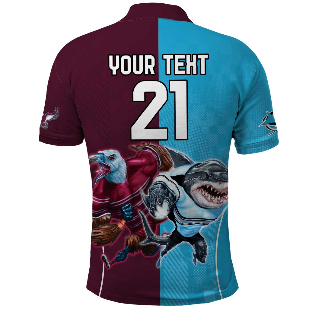 Custom Sea Eagles And Sharks Rugby Polo Shirt Sporty Style