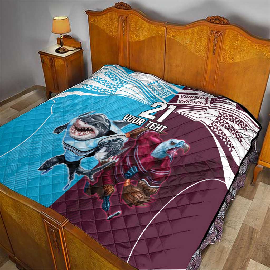 Custom Sea Eagles And Sharks Rugby Quilt Sporty Style