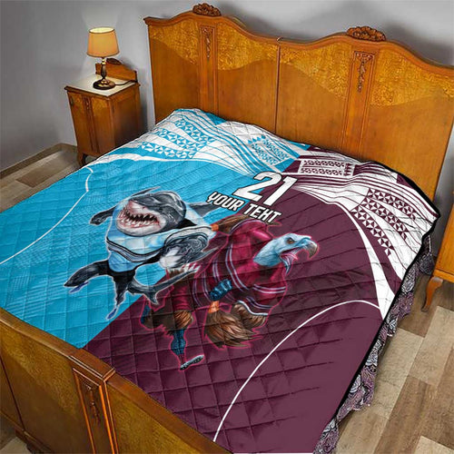 Custom Sea Eagles And Sharks Rugby Quilt Sporty Style