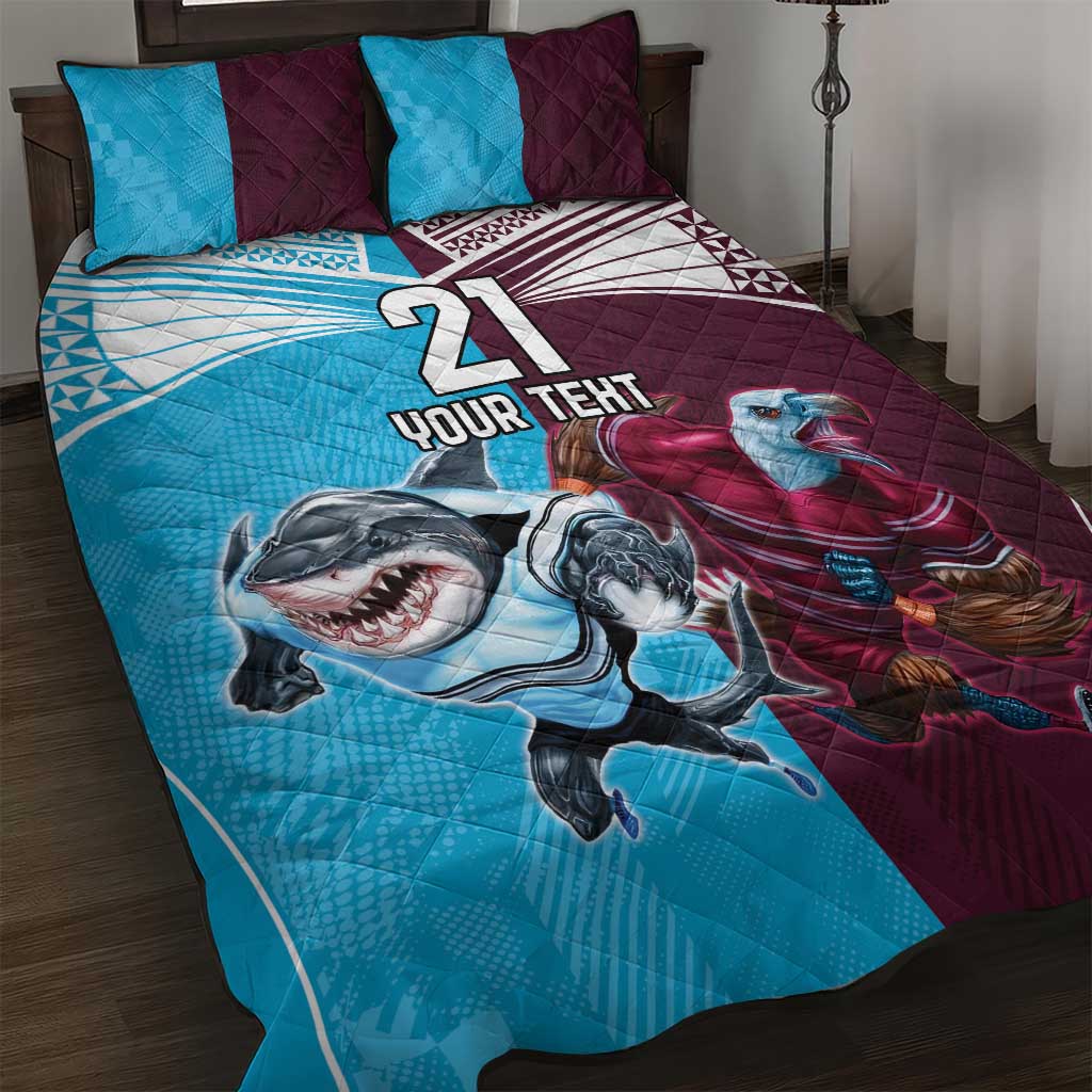 Custom Sea Eagles And Sharks Rugby Quilt Bed Set Sporty Style