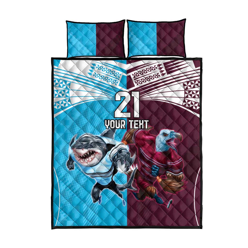 Custom Sea Eagles And Sharks Rugby Quilt Bed Set Sporty Style